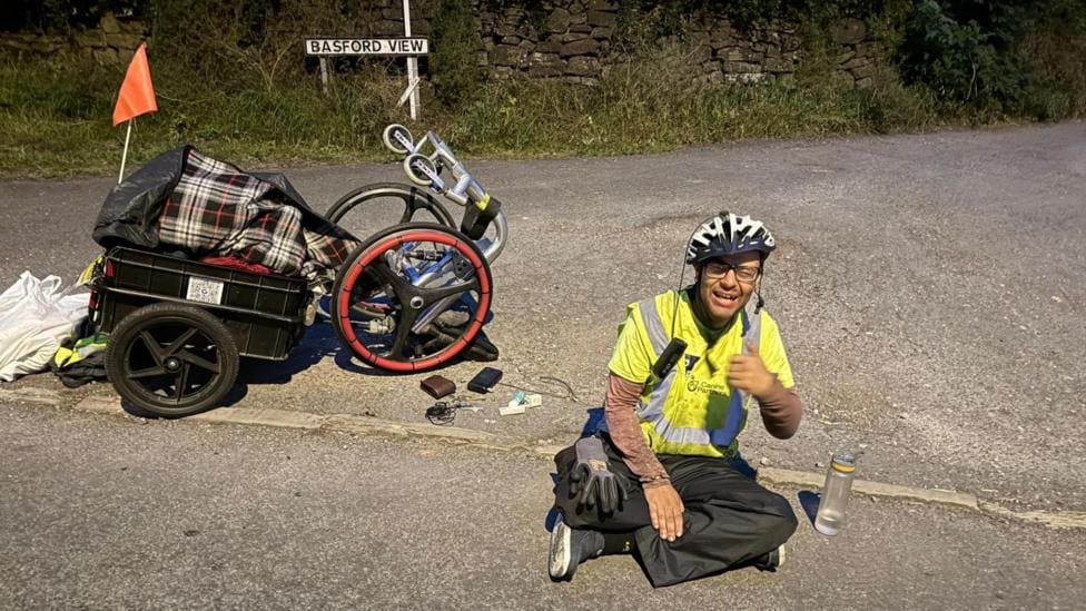 Peter Smorthit Charity Ride Pothole Crash — A520 Cheddleton — Tamworth news photo (BBC Stoke & Staffordshire)