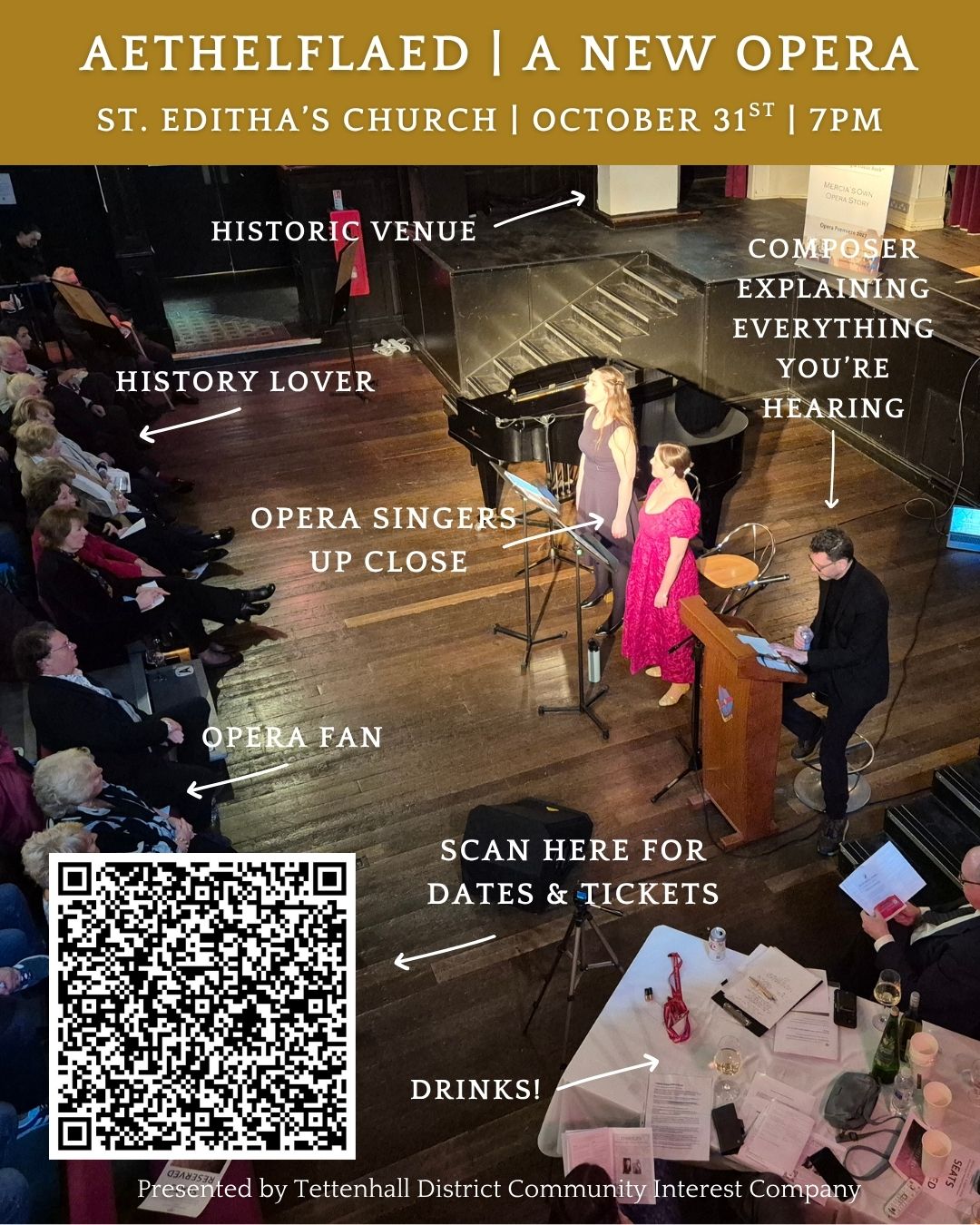 Poster for the Æthelflæd opera recital at St Editha’s Church on 31 October 2026