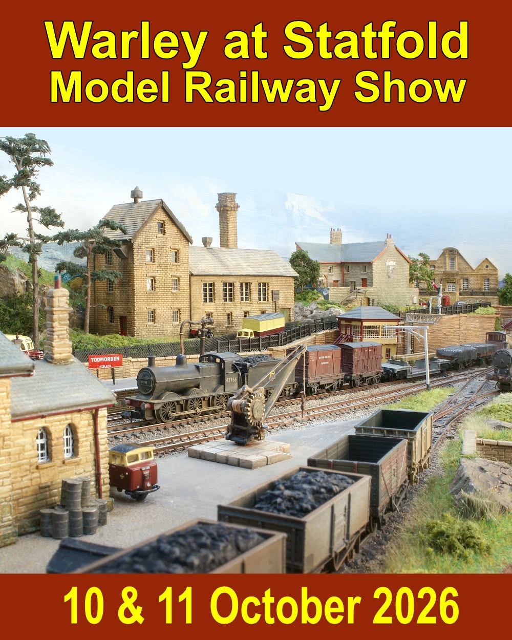 Warley at Statfold Model Railway Show flyer showing a model railway and the dates 10 and 11 October 2026